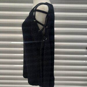 Express Lace Up Cold Shoulder Sweater Women's M Black